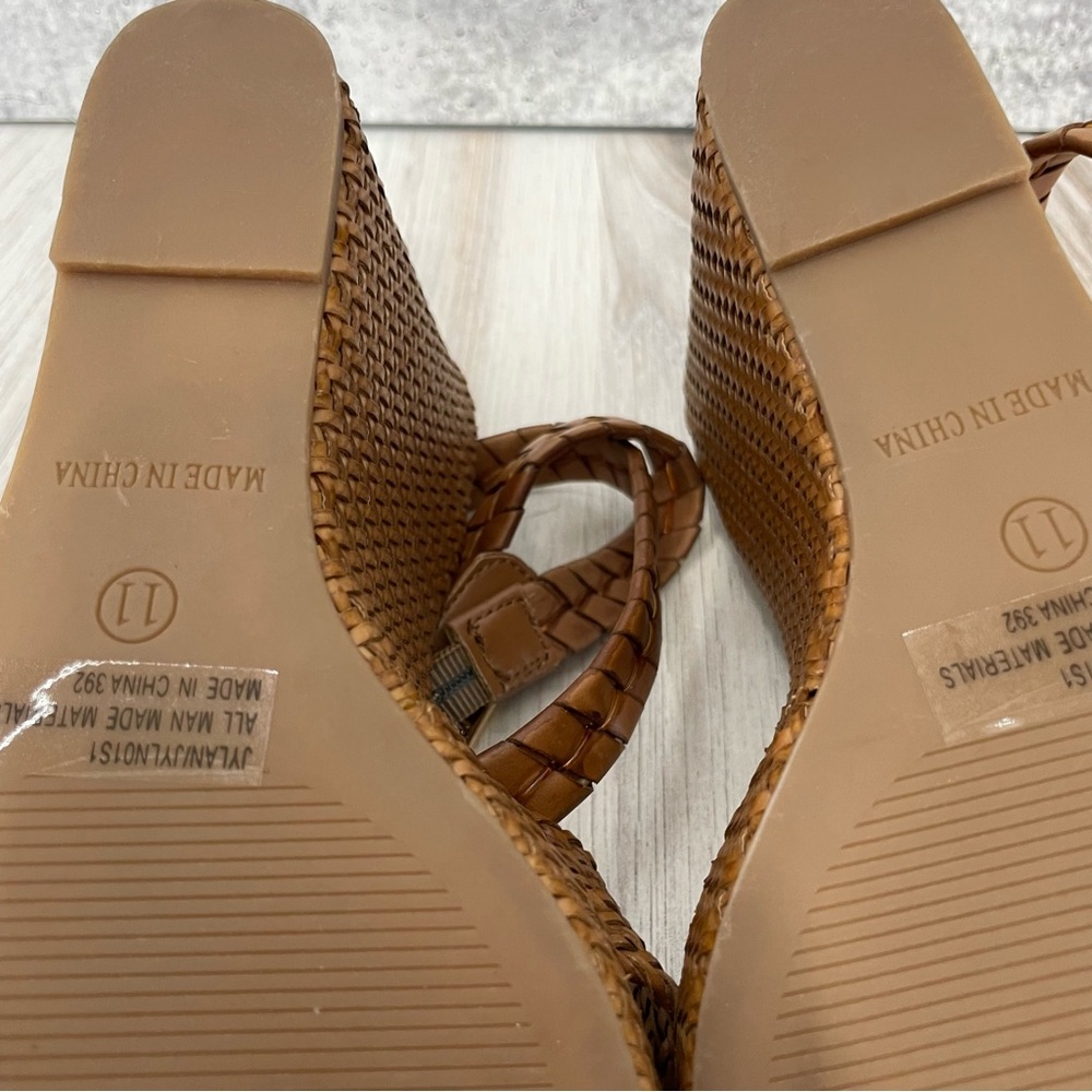 Steve Madden Jylan Woven Wedge Sandals Cognac Brown 11 New - Picture 10 of 11